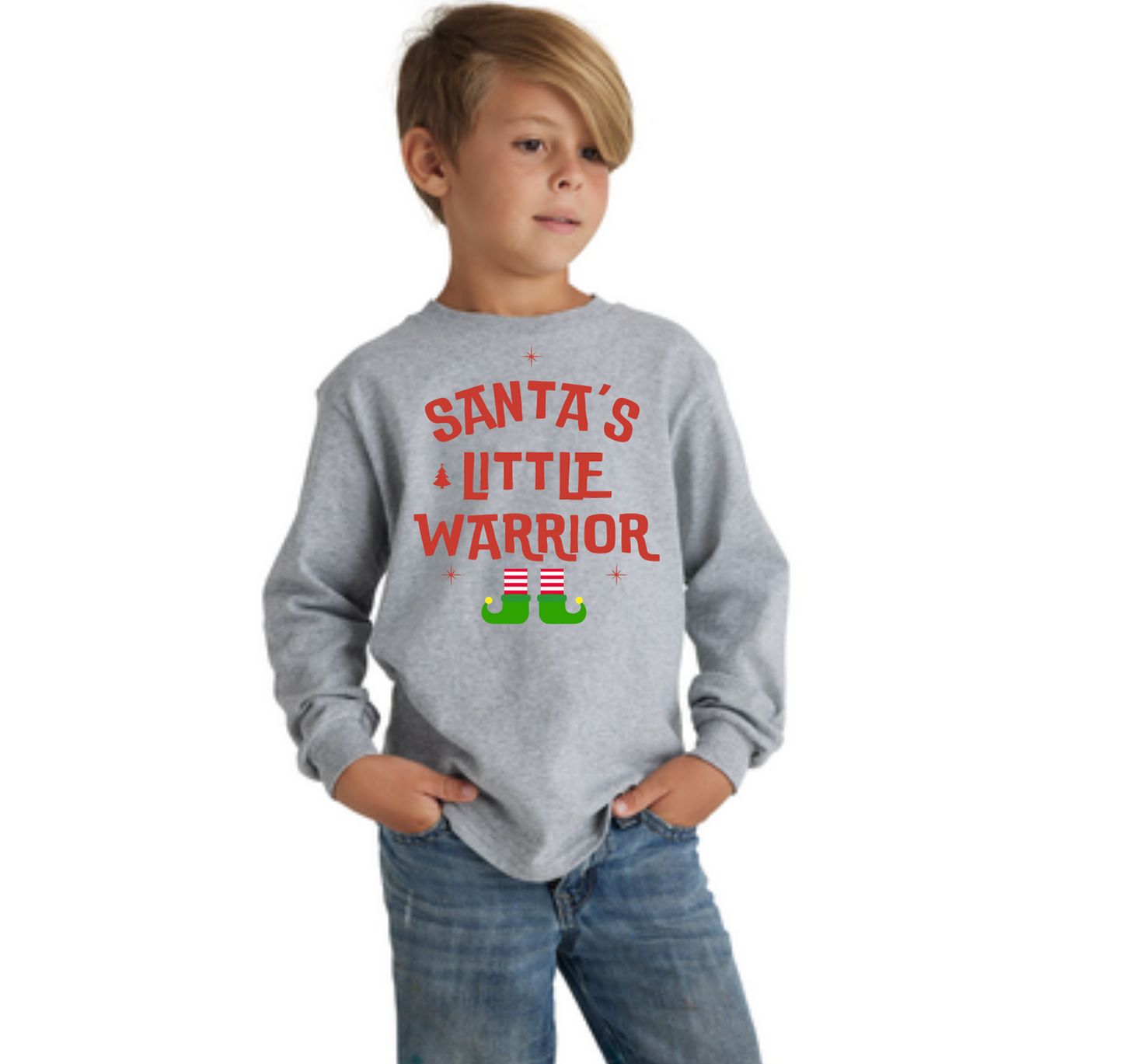 Santa's Little Warrior Long Sleeve T-Shirt - YOUTH SIZE