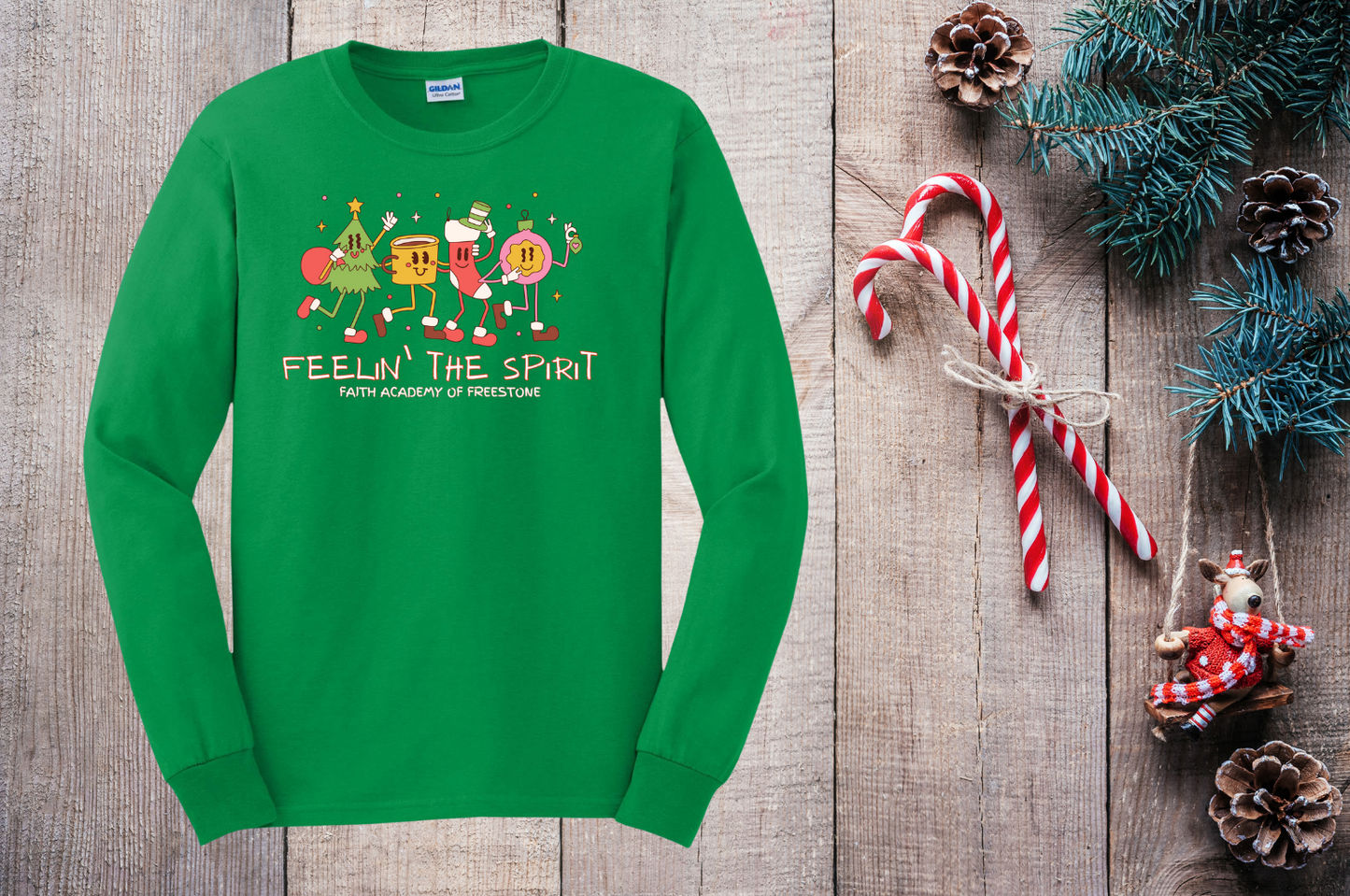 Feelin' The Spirit Ornaments Long Sleeve T-Shirt - YOUTH SIZE